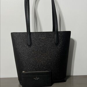 Kate Spade Black Sparkle Tote with Wallet